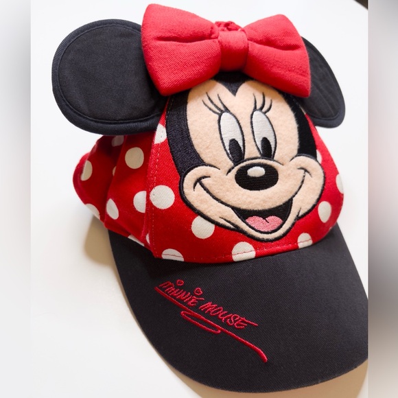 Vintage Walt Disney World Minnie Mouse Toddler Youth Hat Minnie Ears Bow - Picture 2 of 7
